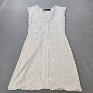 One Teaspoon Cream Floral Lace Overlay V-Neck Sleeveless Mini Dress Size 6 Beach